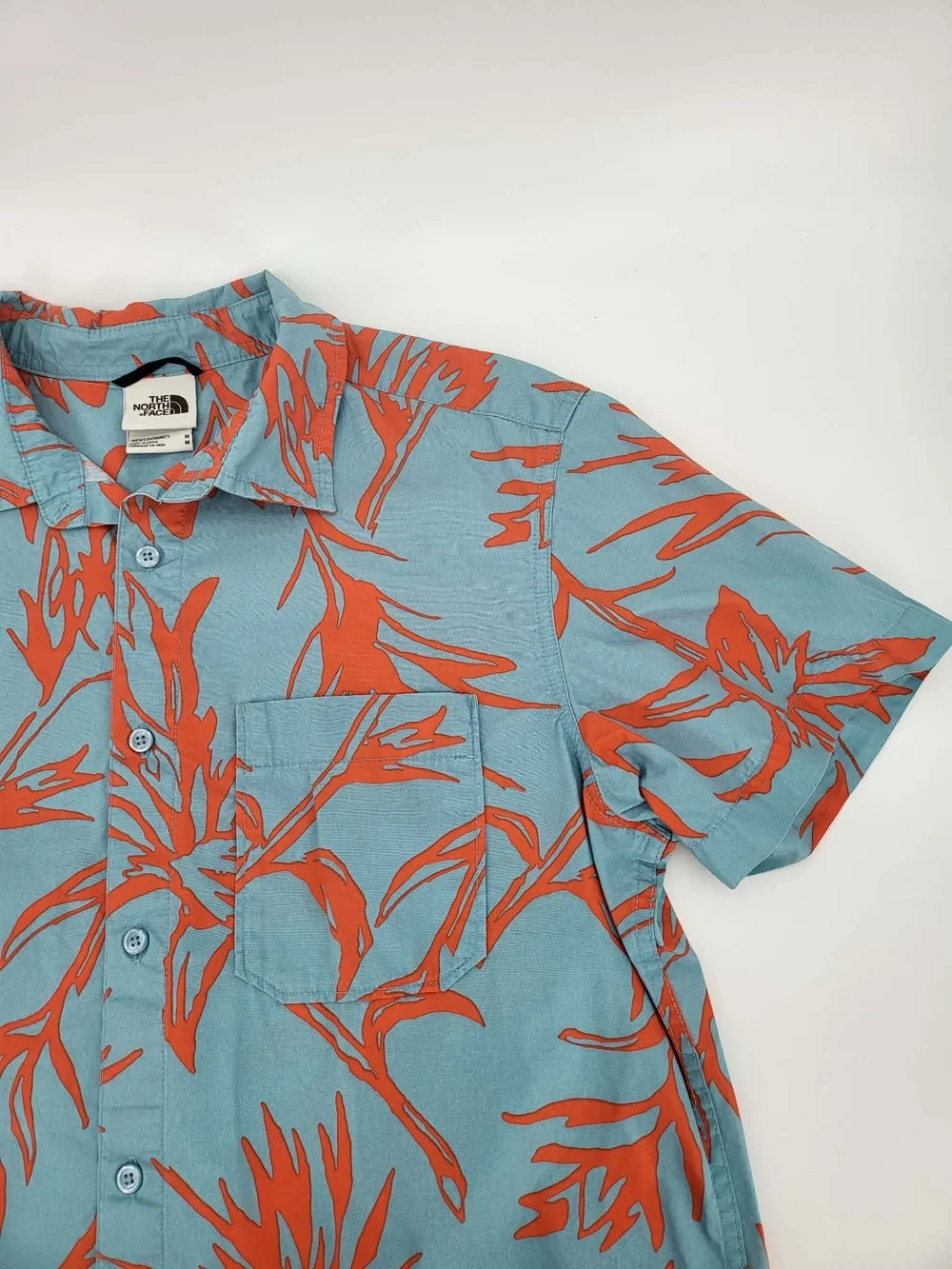 The North Face Men’s Short Sleeve Blue & Orange Floral Shirt